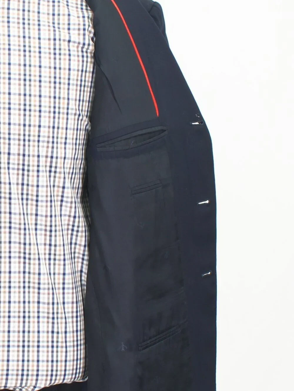 ISAIA 46R Navy Blazer Sport Coat Jacket 3-Button Herringbone Y427